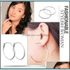 Hoop Huggie 27Cm Big Hie Earrings Simple Sier Round Circle Ear Rings For Women Ladies Fashion Jewelry Gift Drop Delivery Otkpd