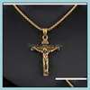 Naszyjniki wisiorek tytanowe stalowe mężczyzny krzyż chrześcijańskie Jezus krzyżuje łańcuchy krucyfixu urok dla kobiet Hip Hop Faith Drop Deli otx6s