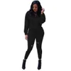 Fall Winter Women Clothes Ripped Tracksuits Long Sleeve Outfits Pullover hoodie and pants Two Piece Sets Sportswear Casual Jogger suits Solid Sweatsuits 8333