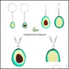 Pendant Necklaces Cute Avocado Earrings Necklace Keychain Set For Women Girl Creative Soft Y Fruit Charms Party Gifts Drop Delivery Dhzba