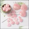 Artes y manualidades 2Omm 25Mm Corazones de amor Piedra de cristal natural Adornos artesanales Cuarzo rosa Cristales curativos Energía Reiki Gema Living Roo Dha3D