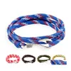 Fili di perline Lega di moda Bracciali con bottoni a gancio per le donne Bracciale in corda di nylon Mtilayer Wrap Gioielli coppia creativa Drop Del Dhz0Q