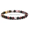 Beaded Strands Natural Mix Tourmaline Bracelet Stone 6Mm 8Mm 10Mm Bead Quartz Women Men Fashion Semiprecious Jewelry Giftbeaded Drop Dh68L