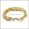 Fili di perline Lega di moda Bracciali con bottoni a gancio per le donne Bracciale in corda di nylon Mtilayer Wrap Gioielli coppia creativa Drop Del Dhz0Q