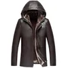 Men's Leather & Faux Winter Keep Warm Jacket Coat Mens Clothing Middle Aged Sheep Hoody Collar Fur Long Plush Thick Overcoat M-4XLMen's Men'