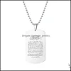 Pendant Necklaces Arabia Scripture For Women Men Stainless Steel Dog Tag Beads Chains Fashion Jewelry Gift Drop Delivery Pendants Otgc5