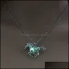 Médaillons Cheval Perle Cage Pendentif Colliers Glow In The Dark Ouvert Creux Lumineux Animal Charme Médaillon Collier Pour Femmes S Mode Dr Otupl