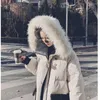 Kvinnors dike rockar kvinnors vinter bomullskläder 2023 huva koreansk version ner vadderad jacka lång avslappnad tjock päls krage kvinnlig