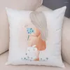 Cuscino Nordic Cartoon Ballet Girl Print Decorazioni cuscino Custodia per il divano Copertura per bambini 45x45 cm Copertina di peluche morbida