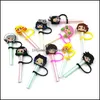 Pailles à boire personnalisées Demon Slayer Soft Sile St Toppers Accessoires Er Charms Réutilisable Splash Proof Dust Plug Décoratif 8 Homefavor Dhk90