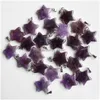 Key Rings Ing Fashion Assorted Natural Stone Amethysts Star Charms Pendants For Diy Jewelry Making 30Pcs/Lot Whole Drop Delivery Dh4Jd