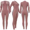 Höstvinter jumpsuits kvinnor långärmad bodycon rompers solid dragkedja se genom en bit kläder magiska overaller leggings casual streetwear 8341