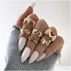 Bagues de bande Bijoux de mode Knuckle Bague Set Gold Sier Coeur Ailes Cupidon Papillon Skl Thorn Stacking Midi Ensembles 6pcs / Set Drop Livraison Dhwdv