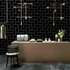 Wallpapers Modern Black 3 D Brick Waterproof PVC Wallpaper Roll For Walls Shop Kitchen Wall Decoration Papel De Parede