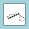 Key Rings Chain Double Tube Survival Whistles Waterproof Portable Aluminum Alloy Safety Whistle For Outdoor Hiking Cam Fishing Drop Dhgqn