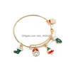 Pulseira de moda esmalte de natal boneco de neve árvore pulseiras para mulheres quirstmas alongamento pulseira de entrega de jóias dhwpe