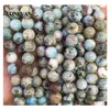 Charms Onevan Natural Dominica Larimar Charm Beads 10Mm Round Stone Bracelet Necklace Jewelry Making Diy Accessories Design Drop Del Dhyn5