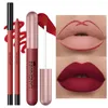 Lipgloss 12 Teile/satz Sexy Samt Matte Lippenstift Wasserdicht Langlebig Non Stick Cup Liner Stift Kosmetische Kombination Kit