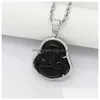 Pendant Necklaces Punk Jewelry Buddha Necklace Women Men Colorf Lampwork Glass Stone Pendum Maitreya Healing Amet Drop Delivery Penda Dhyou