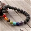 Charm armband naturlig lava sten elastisk armband f￶r kvinnor m￤n 7 chakra smycken yoga energi aromaterapi armbana dhs b124s f drop d dhc2l
