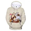 Męskie bluzy bluza damska harajuku z kapturem pullover jesienna 3D Pug Hooded Casual Boys Dziewczęca moda streetwear