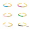 Bagues de cluster Canner S925 Sterling Sier Candy Couleur Émail Bague de mariage Coréen Ins Colorf Zircon Ouverture Index Doigt pour les femmes Drop Dhurd