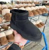 2023 Ultra Mini Boot 플랫폼 발목 모피 부츠 디자이너 여성 Fluffy Mule Winter Warm Booties House Shoe Chestnut