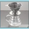 Coffee Tea Tools Cone Shaped Stainless Steel Dripper Double Layer Mesh Filter Basket Home Kitchen Tool Sn899 Drop Delivery Garden Dhdgl