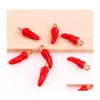 Charms 10Pcs 17X5Mm Alliage Émail Goutte D'huile Piment Rouge Légumes Maison Pendentif Doré Résultats Pour Diy Collier Accessoires Faire Deli Dh39W