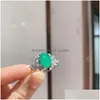 Cluster Ringe Charms Sterling 925 Silber 8x12mm Paraiba Turmalin Smaragd Edelstein für Frauen High Carbon Diamant Feinschmuck Tropfen de Dhhq3
