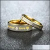 Couple Rings Fashion Love For Women Accessories Stainless Steel Men Jewelry Engagement Gold Crystal Wedding Ring Drop Delivery Otrka