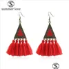 Dangle Chandelier Vintage Triangle Triangle أقراط للنساء البوهيميان الطويل مهدئًا في دوريه.