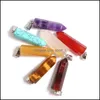 Arts And Crafts Natural Stone Pillar Pendants Crystal Hexagonal Necklace Amthyst Charms Tear Beads For Jewelry Making Earring Gemsto Dhika