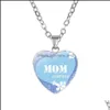 Colares pendentes Love You Mom Colar Glass Heart Shape Pingents Ever Fashion Jewelry Gift Drop Drop Ship Entrega OTP1K