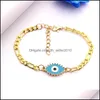 Bedelarmbanden S2305 mode sieraden Turks Symbool Evil Eye Bracelet Figaro Chain C3 Drop Delivery DHX36