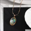 Pendant Necklaces Fashion Oval Abalone Shell Necklace Gold Plated For Women Jewelry Drop Delivery Pendants Otqxg