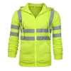 Vestes de course Printemps Automne Hommes Femmes Réfléchissant Sweat À Capuche Chaud Vêtements De Travail Cyclisme Veste De Sport Réflexion Sweat Haute Visibilité Manteau Sûr