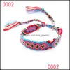 Charm Bracelets Bohemian Nepal Ethnic Handmade for Women Rainbow Printing Braided String Rope Thrap Bangle Lucky Friendship Boho Jewe OT8AC