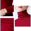 Bluzki damskie Turtleeck Bluzka 2023 Kobiety Podstawowe dzianinowe topy modowe długie rękaw Casual Blusa Femme Slim Ladies Red Blue