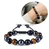 Beaded Strand D0Lc 10Mm Natural Threecolor Stone Bracelet Tiger Eye Black Gallstone Light Beads Healing For Nce Drop Delivery Jewelr Dh7Si