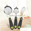 Baking Pastry Tools 3 Pieces Fine Mesh Sieve Manual Egg Beater Mixer Chocolate Pastries Bakery Diy Handle Accessories Drop Deliver Dhdyg