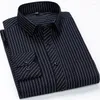 Men's Dress Shirts Plus Size Mens Striped Long Sleeve Office Social Work Non-iron Formal Business Regular Fit Smart Casual Shirt