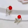 Studörhängen fisktail imitation pärla blomma för kvinnor mode elegant strass dingle örhänge smycken pendientes mujer