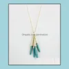 Pendant Necklaces Fashion Natural Stone White Green Turquoise Necklace Gold Metal Long Chain Sweater Statement Drop Delivery Jewelry Ot0Jc