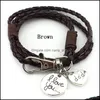 Bracelets à breloques Vintage Mtilayer tissé je t'aime porte-clés Bracelet en cuir PU pour mode homme femme accessoires livraison directe Ot71R