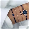 Pulseiras de charme Personalidade Compass Black Hex￡gono Bracelet Love Love Pingente Pingente Banglery J￳ias Bohemia Conjunto de moda K79fa Drop Dhtyi