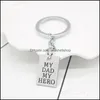 Key ringen creatief gesneden mijn vaderheld Engelse letters hanger sleutelhanger honden tag vader auto accessoires cadeau drop levering sieraden dhlfp