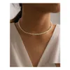 Beaded Necklaces 20Pc Elegant White Imitation Pearl Choker Necklace Big Round Wedding For Women Charm Fashion Jewelry 551 Q2 Drop De Dh29Q