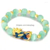 Braccialetto di perline verde opale pietra perline braccialetto di energia cambia colore dio bestia piuxiu cinese portafortuna braccialetti braccialetti per le donne D Dhrvd
