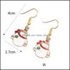 Dangle Chandelier Christmas Cartoon Womens Drop Earrings Alloy Father Snowman Tree Earring For Ladies Fashion Jewelry Delivery Ot9Xc